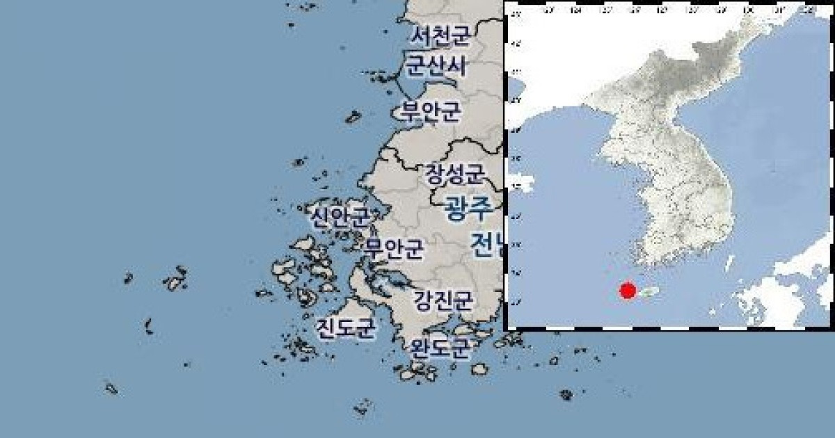 제주 서쪽 68km 해역서 규모 2.5 지진 발생