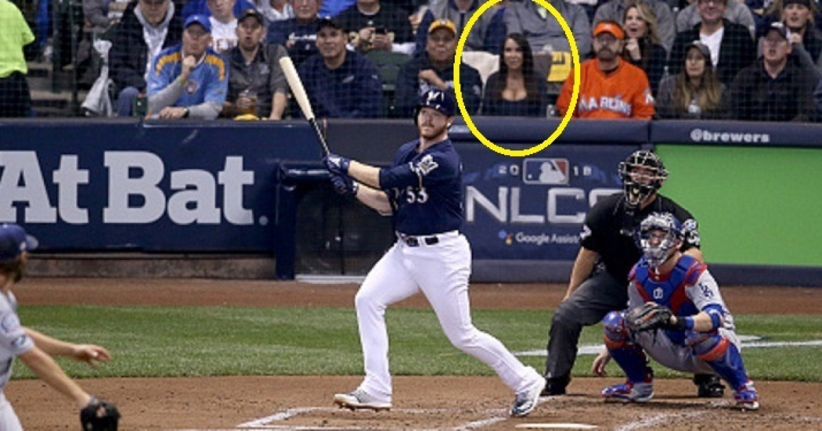 Look: Brunette bombshell Front Row Amy at Dodgers-Brewers game is