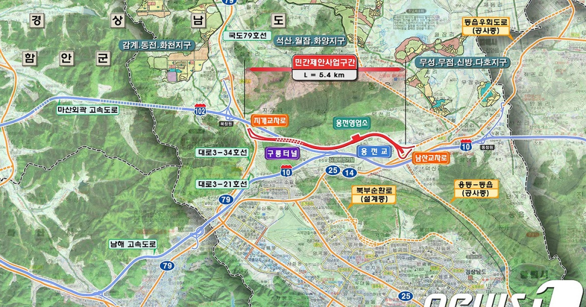 창원시, 지개~남산 5.4km 외곽도로..2000억대 민간투자사업 착공