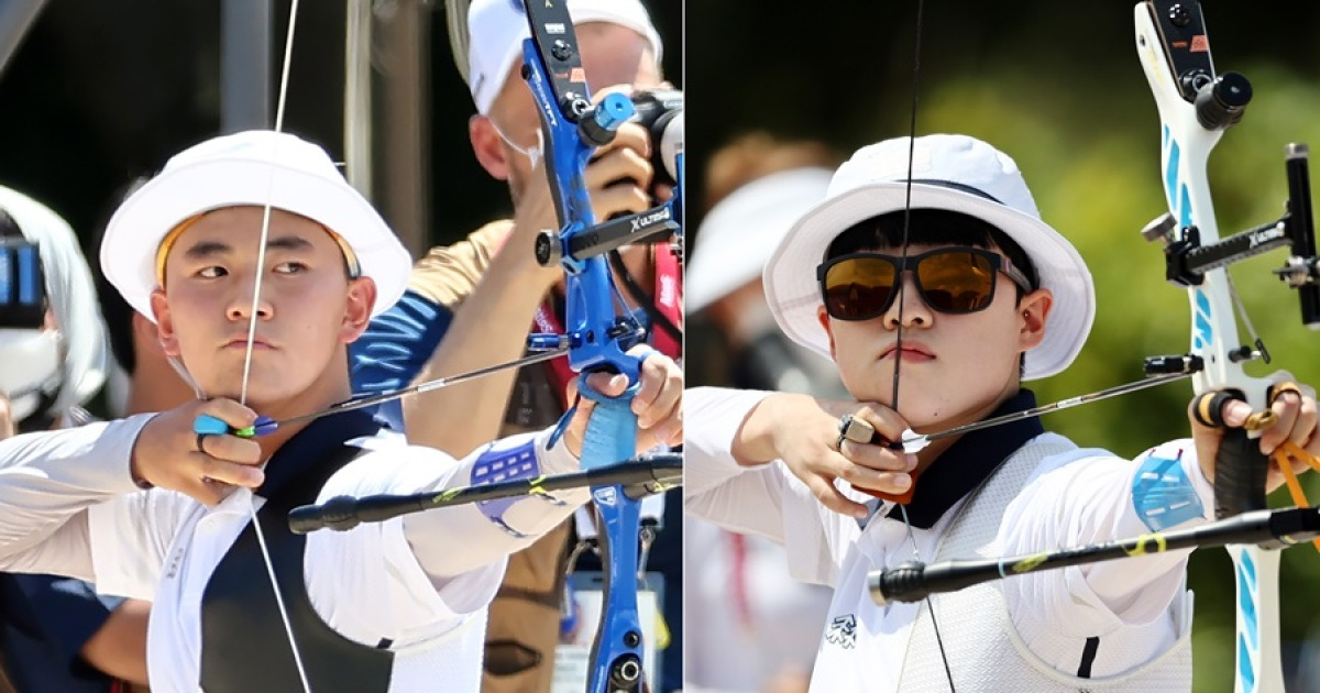 도쿄올림픽 '천재 막내' 김제덕-안산, 혼성전 결승행..韓 첫 ...