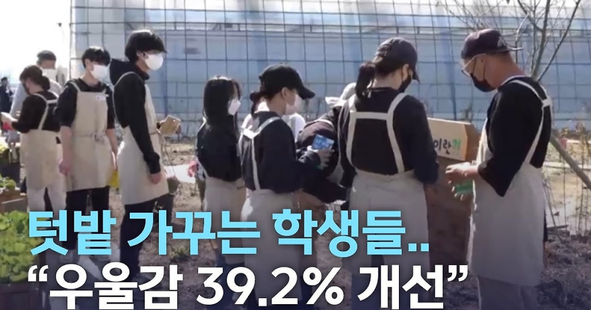 텃밭 가꾸는 학생들..