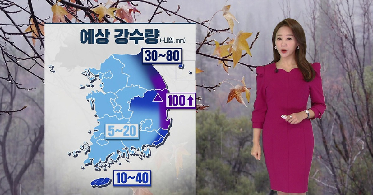 노은지 기상캐스터 2022년 11월 KBS 예상 강수량 지도 날씨 방송