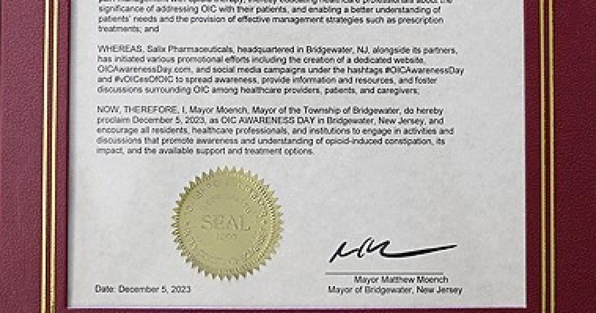 Opioid-Induced Constipation Awareness Day Proclamation Signing