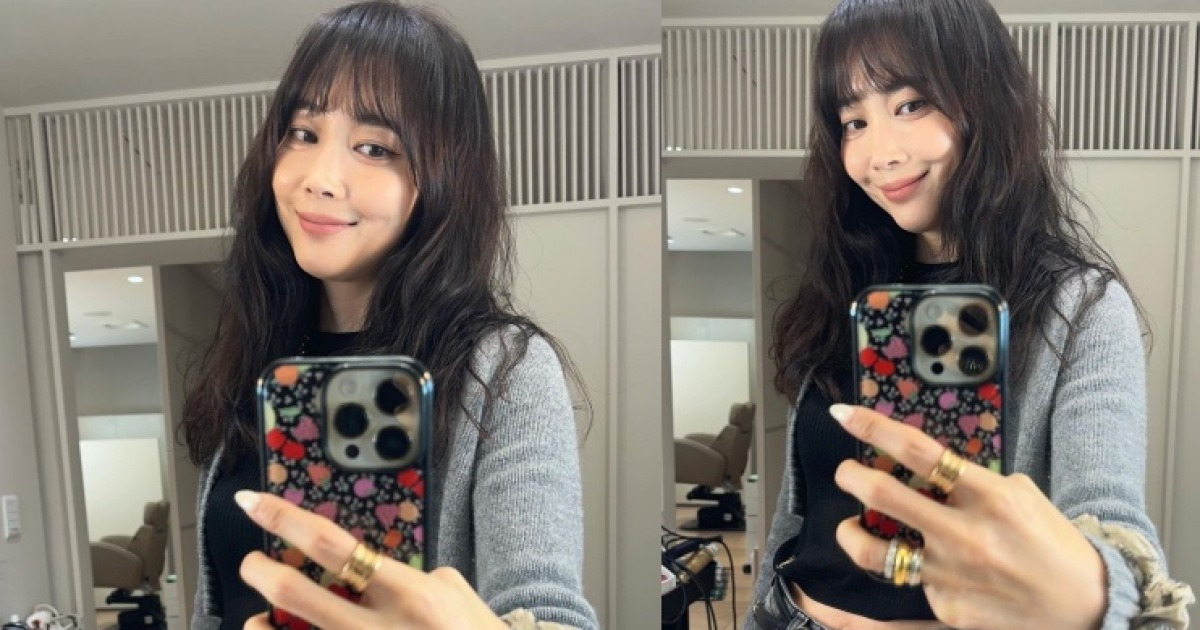 '민이 엄마' 오윤아, 앞머리 싹둑 