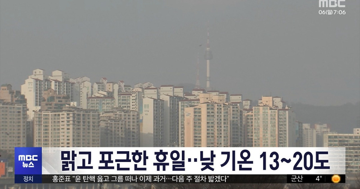 맑고 포근한 휴일‥낮 기온 13~20도