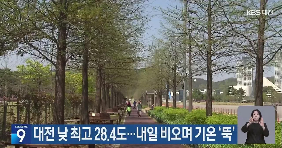 대전 낮 최고 28.4도…내일 비오며 기온 ‘뚝’
