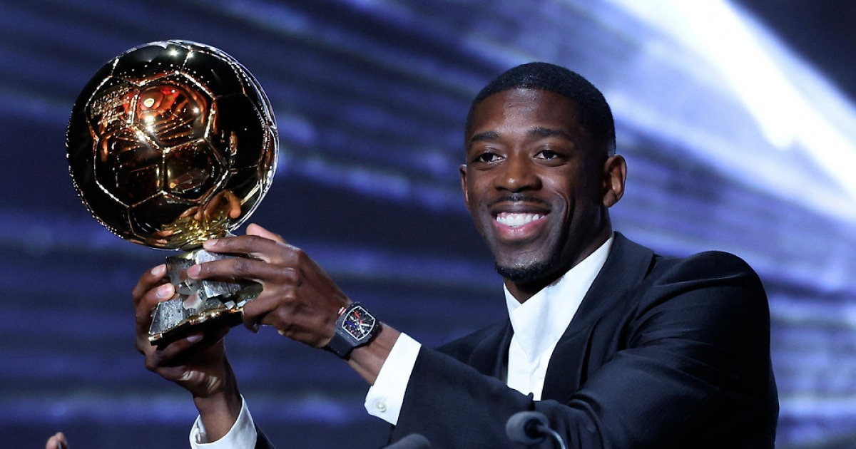 PSG 트레블 이끈 뎀벨레, 발롱도르 수상...야말 제쳤다