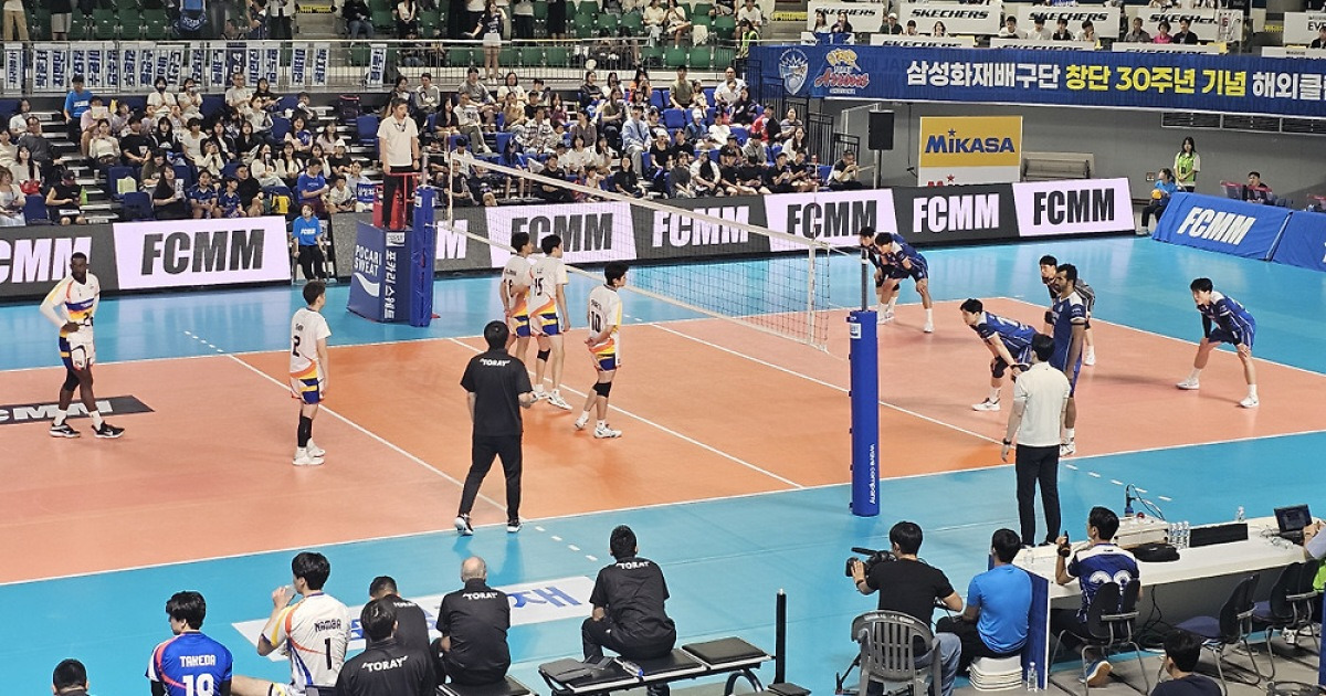 이보다 좋은 실전 점검 있을까…'김우진&아히 36점 합작' 삼성화재, 日 도레이와 '4세트 2-2 무승부'