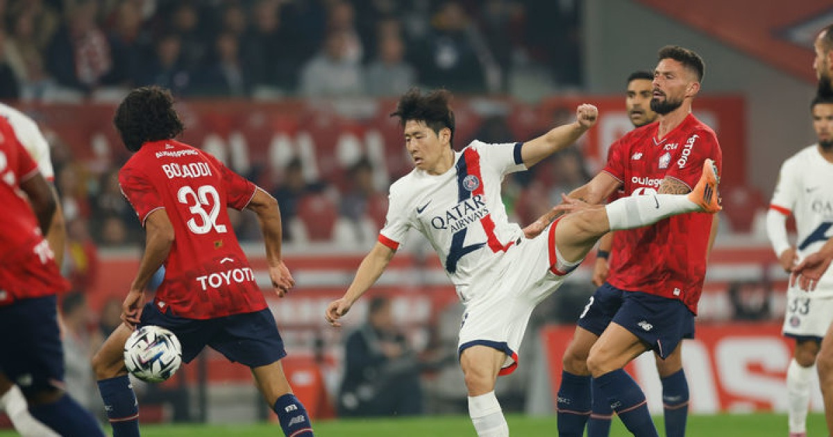 이강인, 시즌 첫 풀타임서 실수…PSG는 릴과 1-1 무승부