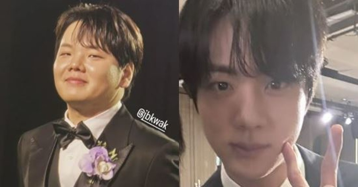 BTS 진, 민폐하객 등극…곽튜브 결혼식 빛낸 '동갑내기 의리' [엑's 이슈]