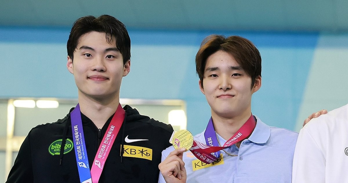 [전국체전] 김우민·황선우, 계영 400ｍ서 또 한국 신기록…동반 4관왕