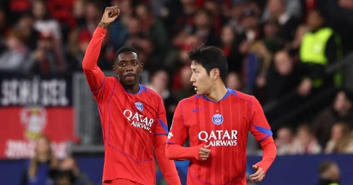 '이강인 27분' PSG 무려 7골 폭발, 레버쿠젠 완파... UCL 3전 전승+뎀벨레 부상 복귀포