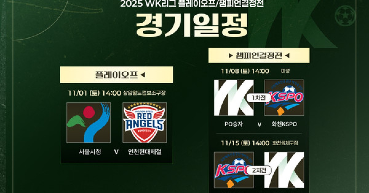 '서울시청 vs 인천현대제철' 2025 WK리그 플레이오프, 1일 상암 격돌