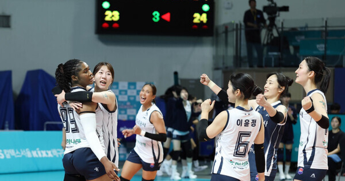 한국도로공사 여자부 1위로 올라, GS칼텍스에 3-2승리