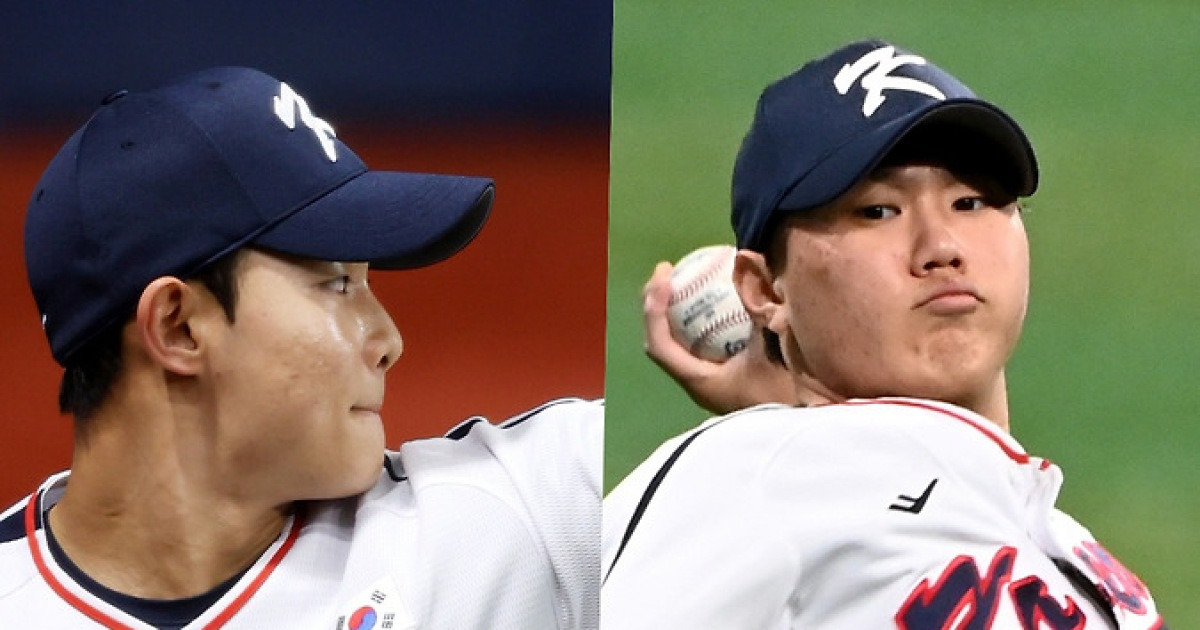 '파이어볼러 루키' 태극마크 달았다. 김영우-배찬승, 대표팀 불펜 책임질 루키들의 캐치볼[고척 현장]