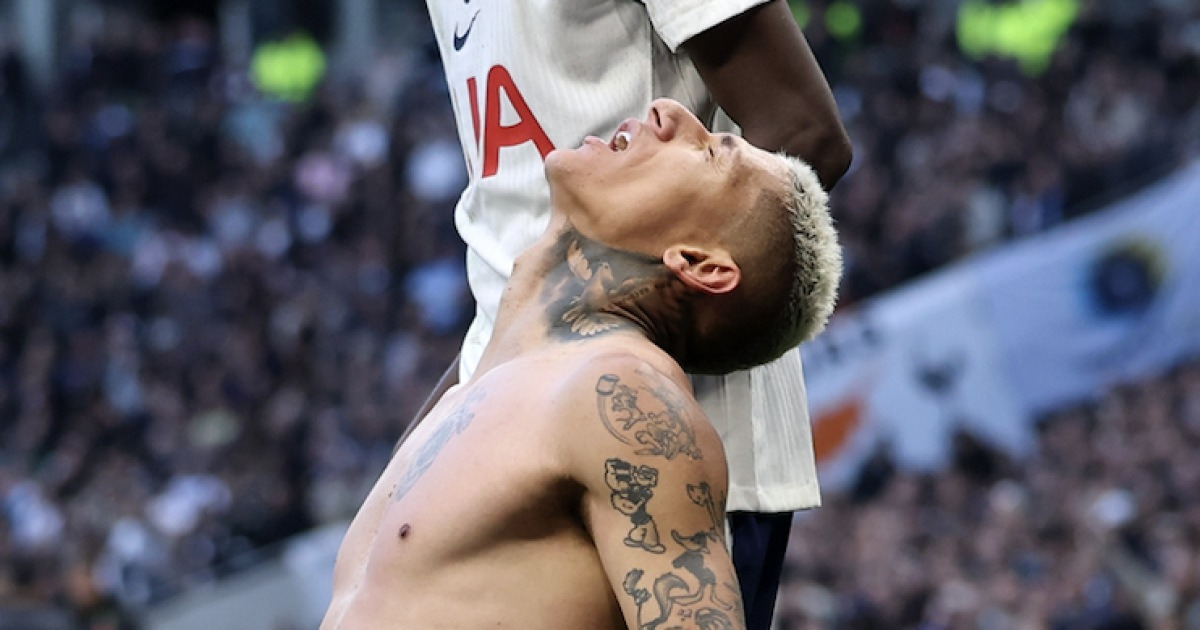 英 BBC 떴다, 히샬리송 상의탈의 ‘오열’→이상한 무승부…"토트넘 홈에서 또 못 이겨"