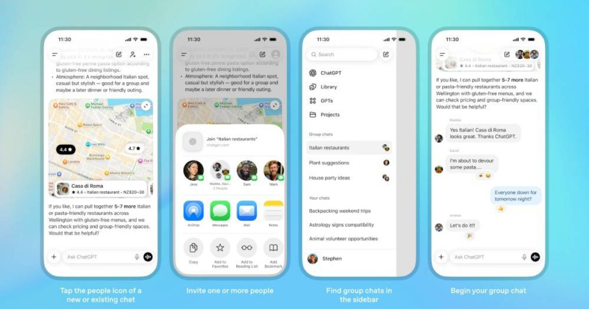 오픈AI 그룹 채팅 시범 도입 관련 이미지