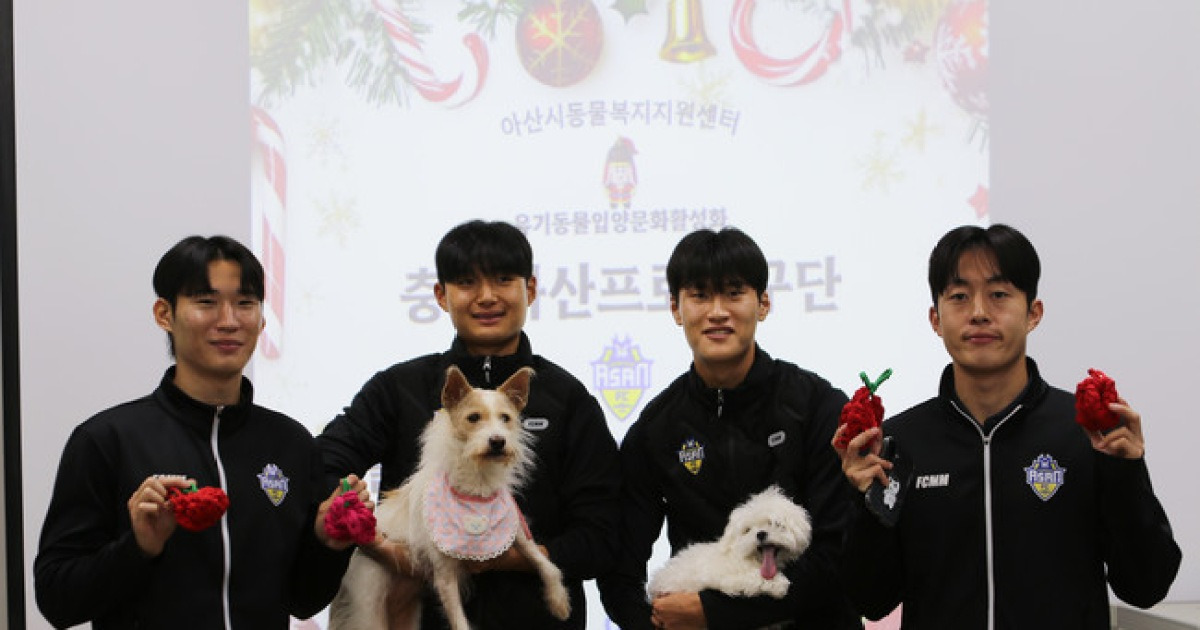 '푸른 발자국이 남긴 따뜻한 연말' 충남아산FC, 손수 만든 간식·장난감 선물