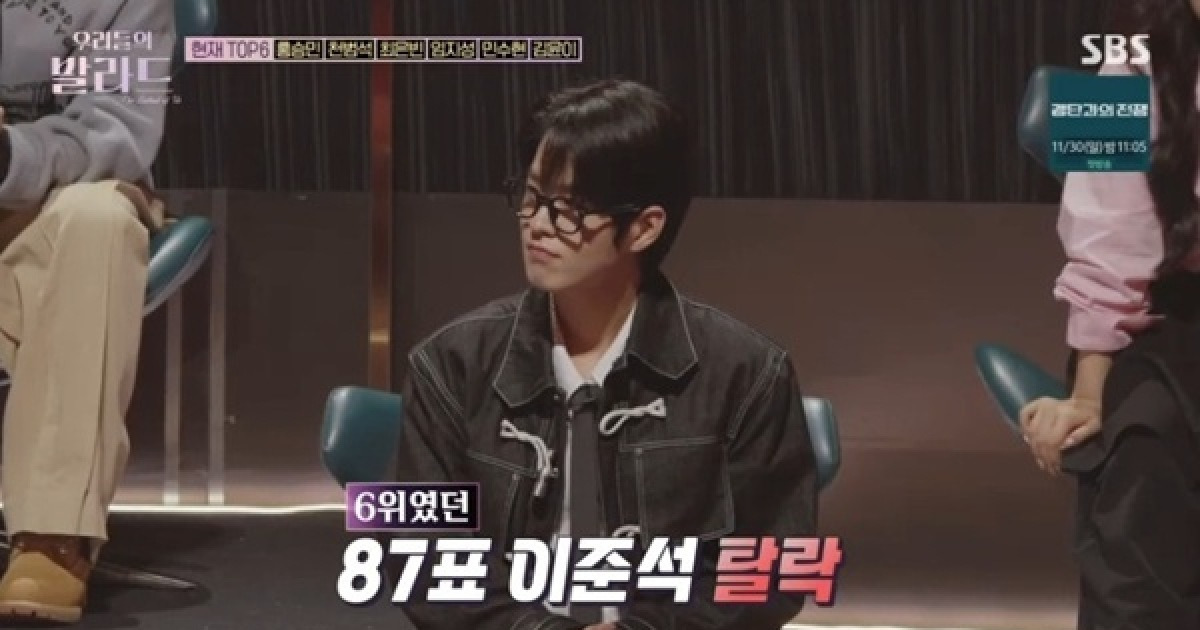 이준석, '우리들의 발라드' 최종 탈락…TOP6 순위 쟁탈전
