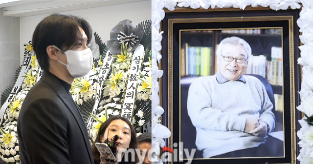 "결혼식 주례까지 봐주셨는데…" 이승기, 故 이순재 빈소서 눈물 고백