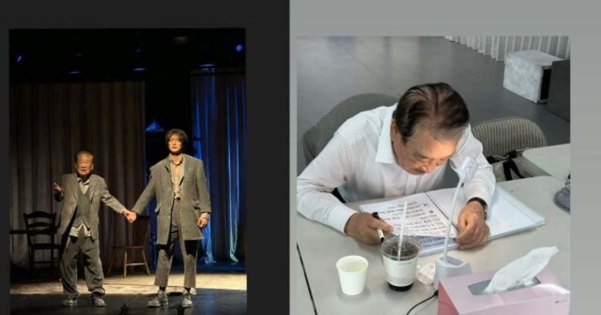 샤이니 민호, 故이순재와 꽉 잡은 손…커피잔 옆 대본 속 열정 "영원히 기억"