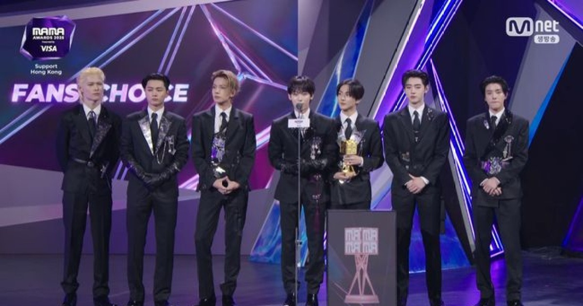 엔하이픈·라이즈, 팬스초이스 수상…"홍콩 화재 참사 피해자 위로" [2025 마마 어워즈]