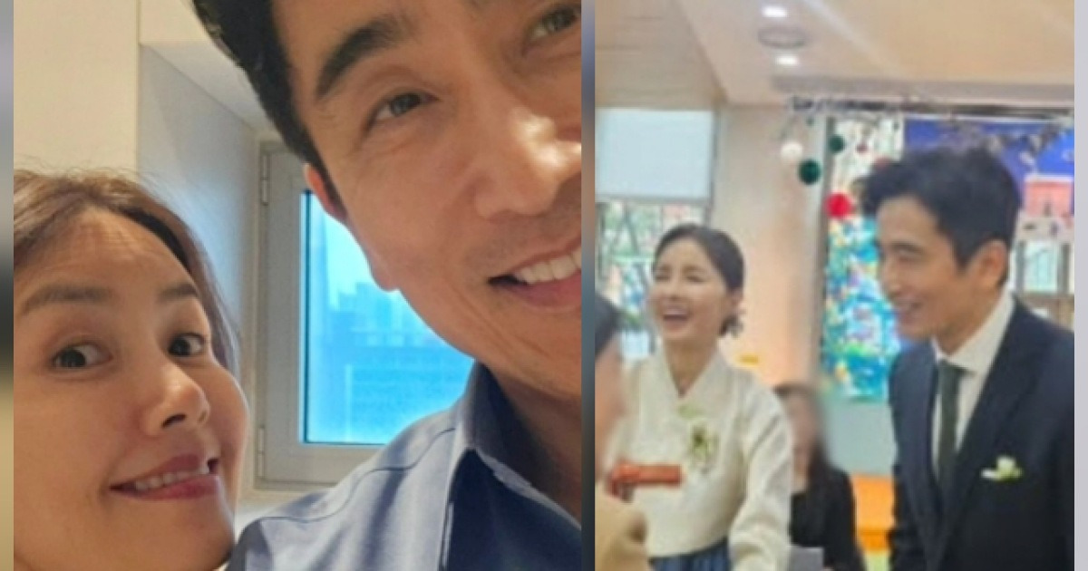 ‘올림머리·혼주 한복’ 신애라, 단아함 폭발… 차인표와 아들 결혼식 하객맞이