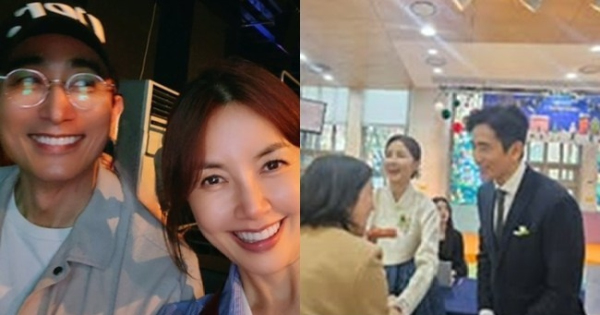 시부모 된 차인표♥신애라, 한복 입고 손님맞이‥子 차정민 결혼식 풍경