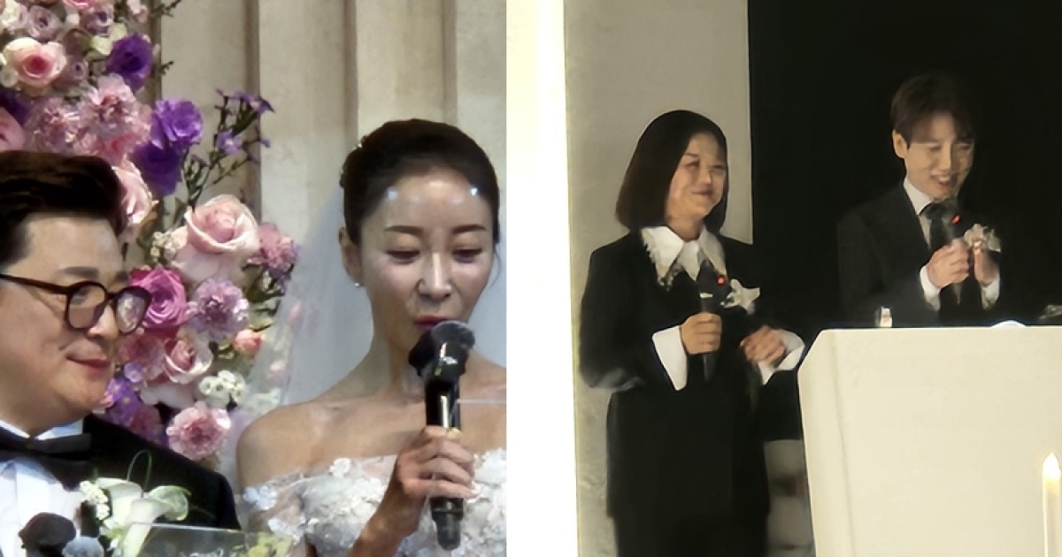 윤정수♥원진서 결혼식 현장 포착, 사회는 김숙…"더이상 엮지말아달라"[현장S]