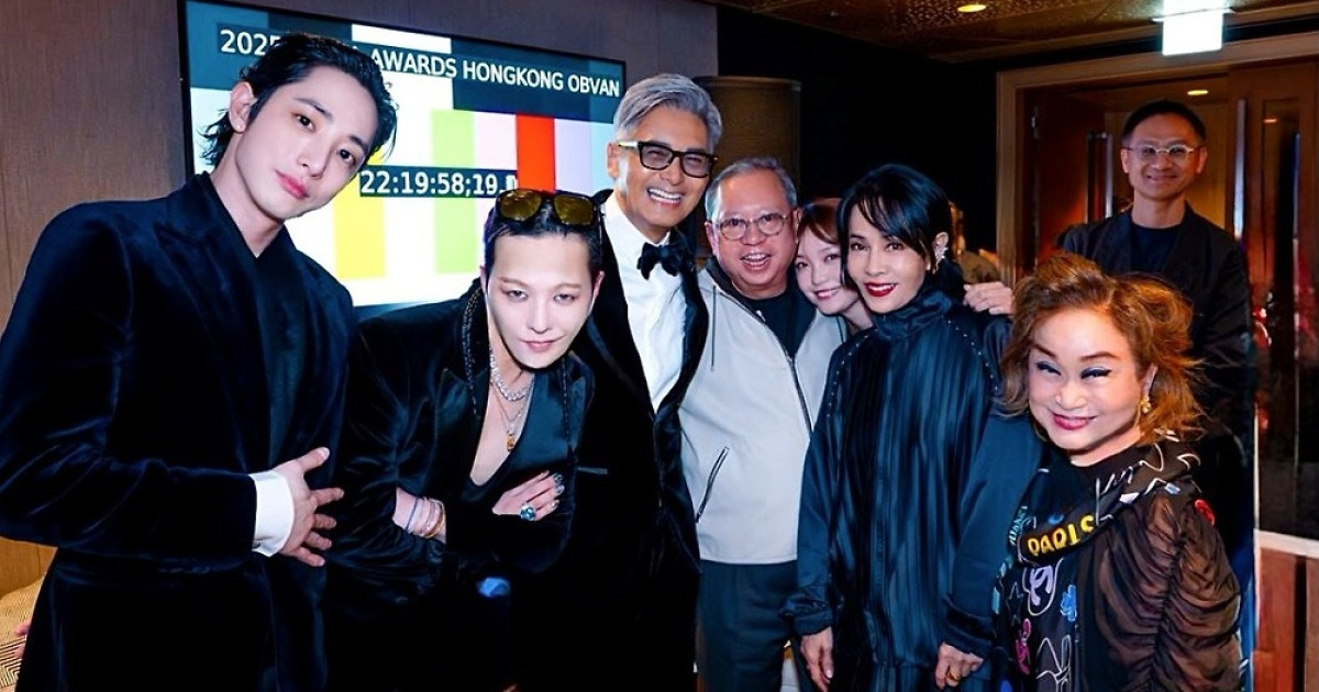 G-Dragon takes photos with 'best friend' Lee Soo-hyuk, Chow Yun-fat, and Vice Chairwoman Lee Mi-kyung... A special meeting to blow away disappointment from his live performance