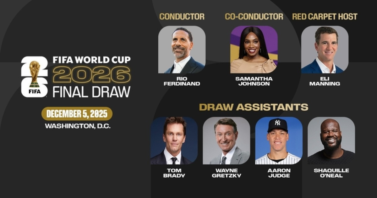 2026 북중미 월드컵 조 추첨 행사에 참석한 톰 브래디 등 스포츠 스타