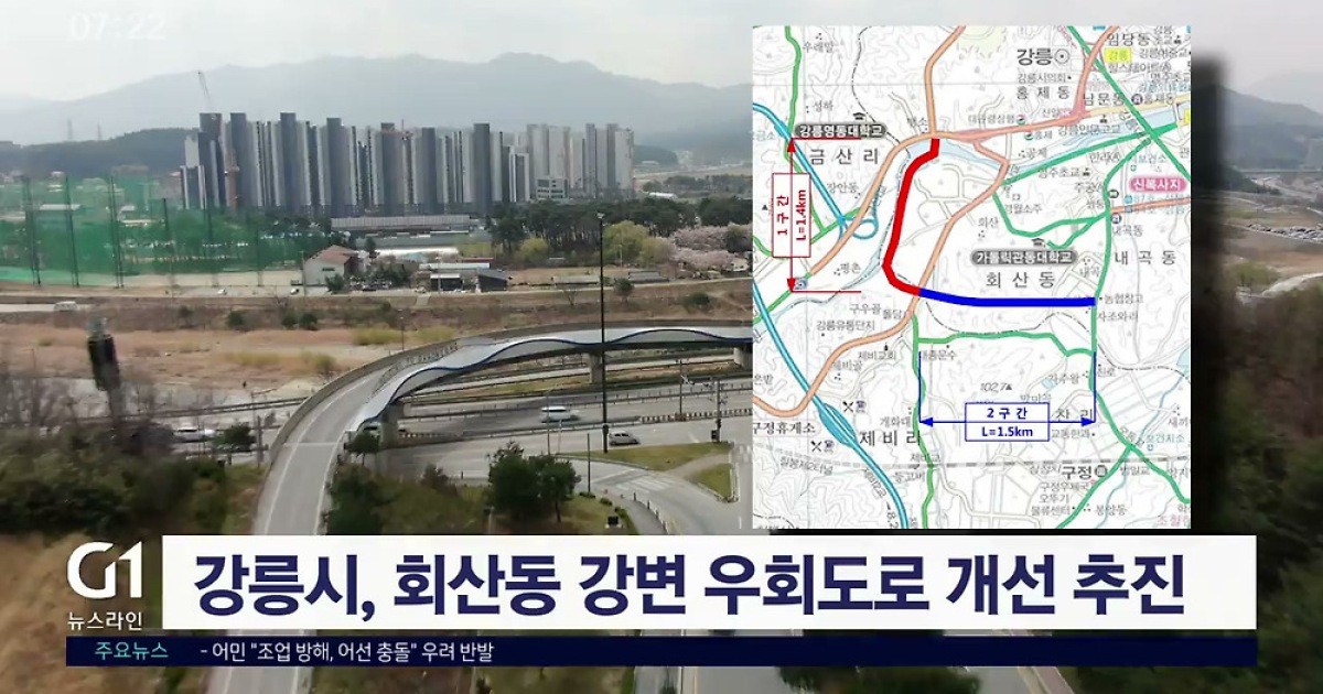 강릉시, 회산동 강변 우회도로 개선 본격 추진
