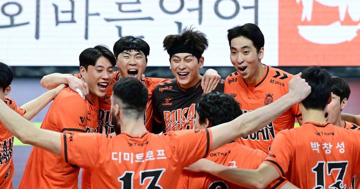 '블로킹 압도' OK저축은행, 선두 대한항공 11연승 저지