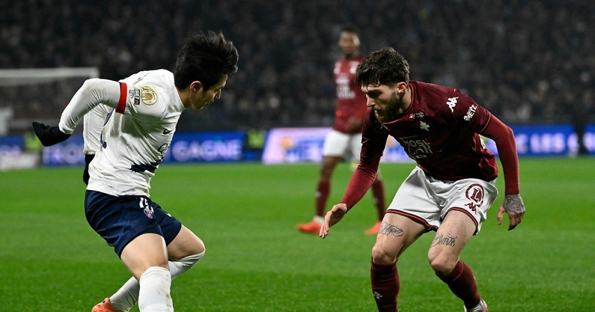 이강인 왼발이 갈랐다…PSG, 최하위 메스에 3-2 ‘식은땀 선두 등극’