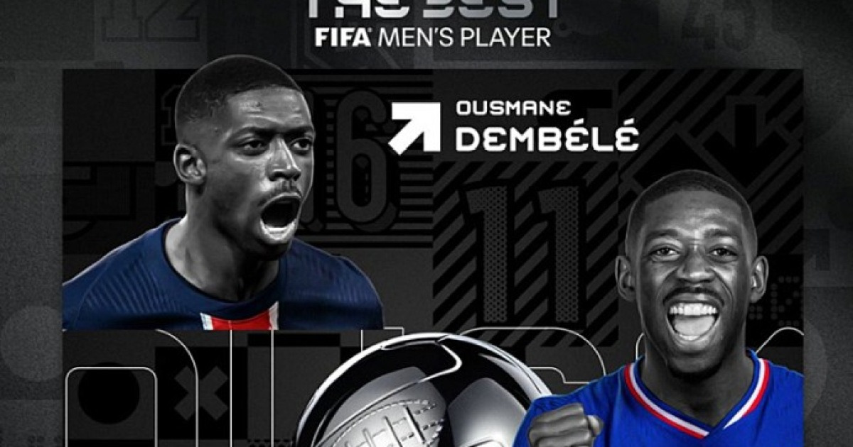[오피셜] '동료' 이강인도 축하해주겠네...'PSG 에이스' 뎀벨레, 발롱도르 이어 FIFA 올해의 선수상 받았다 '겹경사'
