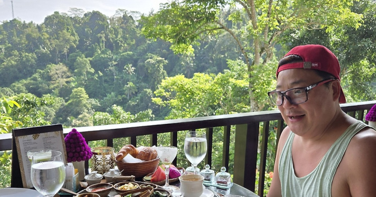 [단독]윤정수, ♥원진서가 찍어준 신혼 아침..발리 우붓 미공개컷 입수