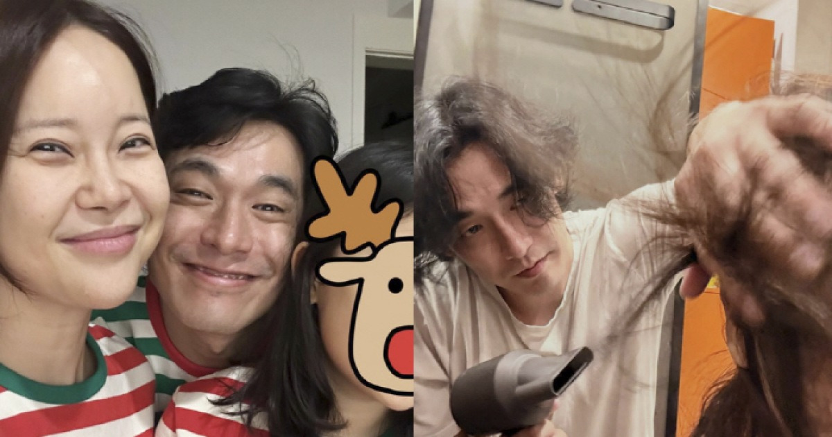 백지영, 결혼 참 잘했네...♥정석원, 아내 머리 말려주는 다정 남편 "고마워"