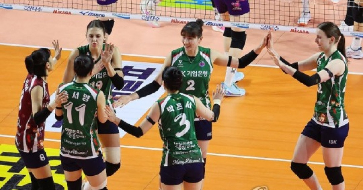 IBK기업은행 2연패 끊고 정관장 3-1 제압…주전 5명 전원 두 자릿수 득점