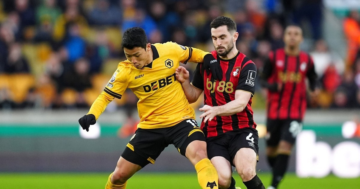 '황희찬 침묵' 울버햄프턴, 본머스에 0-2로 무릎…또다시 연패