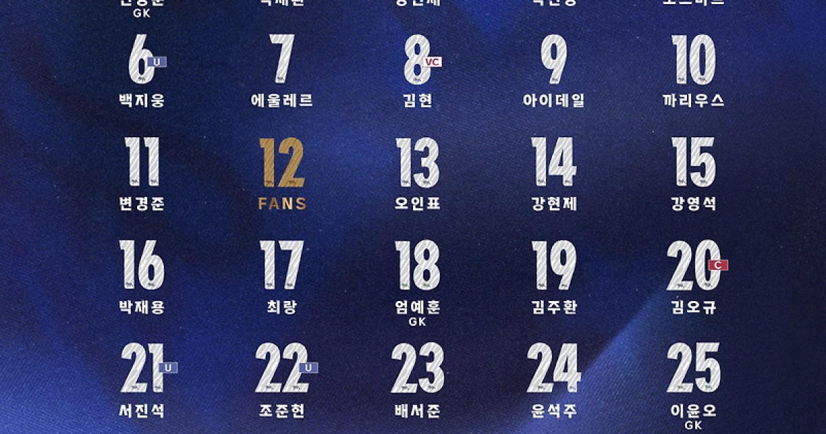 [오피셜]'5번 오스마르-7번 에울레르-8번 김현-10번 까리우스' 서울 이랜드, 2026시즌 배번 공개!