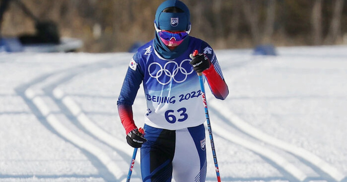 2022 베이징 올림픽 스키애슬론 경기 당시 한다솜 모습 관련 이미지