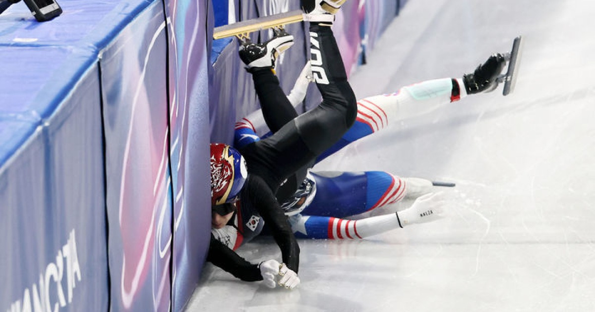 쇼트트랙 혼성계주, 김길리와 미국 선수 충돌로 메달 획득 실패 [뉴시스Pic]