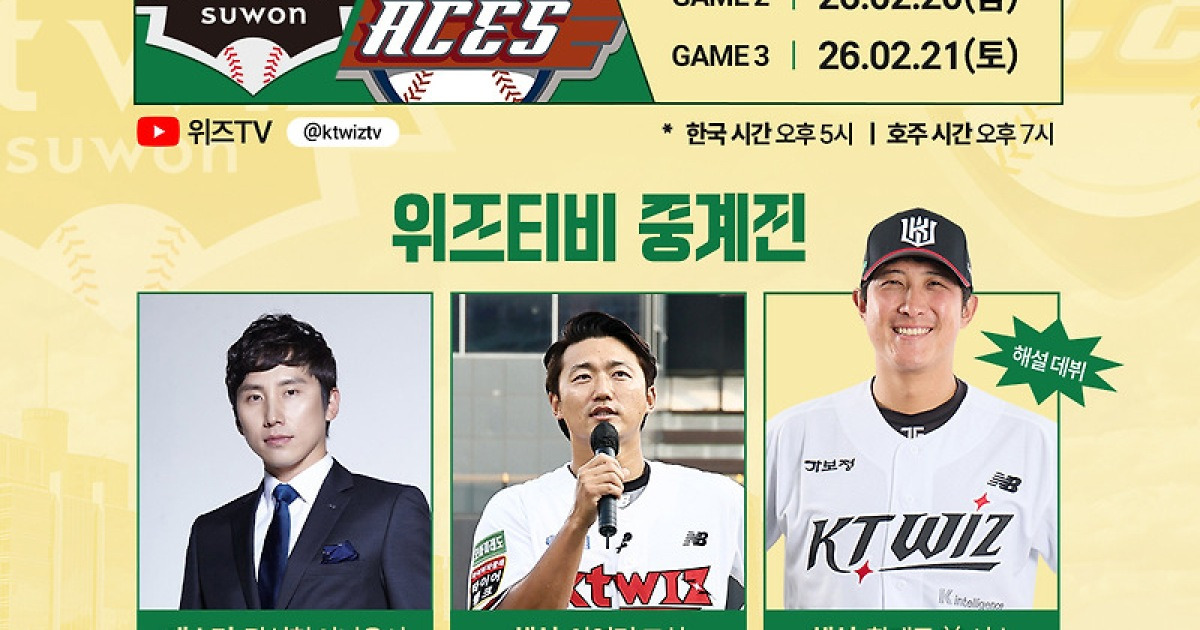 황재균X안영명 출격! 호주 스프링캠프 평가전 생중계 확정…위즈TV 나섰다