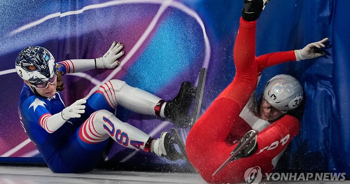 [올림픽] 김길리 덮쳤던 스토더드, 또 넘어졌다…쇼트트랙 1,000ｍ 탈락