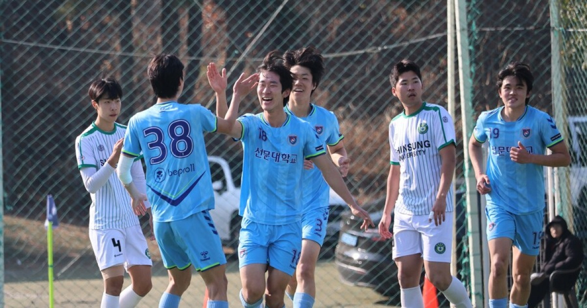 '김윤건 1골 1도움 대폭발' 선문대, 신성대 5-0 완파하며 춘계연맹전 4강 진출