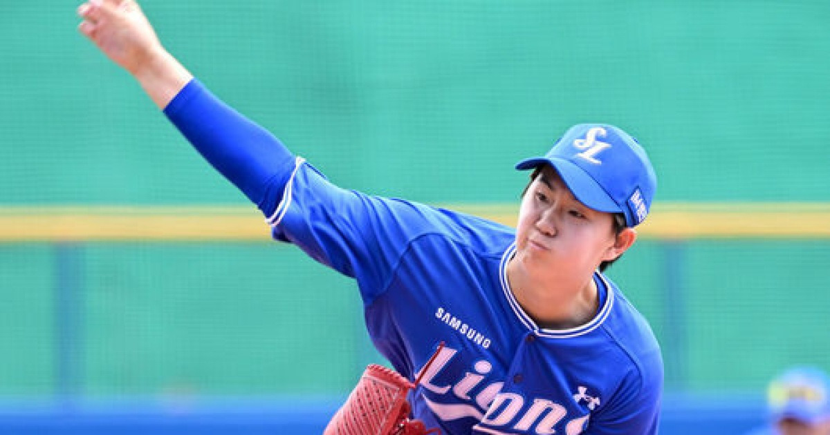 비록 난타 당했지만...주목받는 삼성 19세 신인, 대표팀 상대하며 박수 받다 [오!쎈 오키나와]