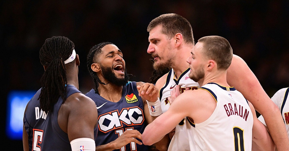 대충돌! 니콜라 요키치 '담그기'. OKC 루 도트의 더티 플레이. 즉각 퇴장. OKC의 연장 혈투 빛바랜 승리