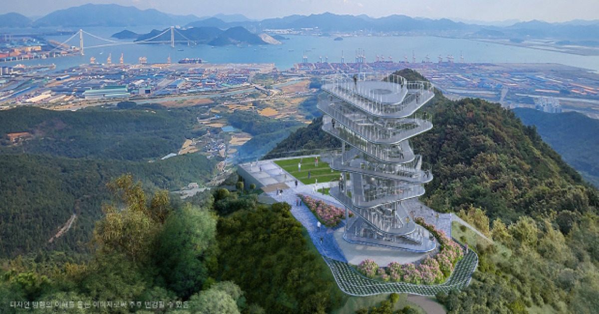 光阳九峰山山顶将落成银色地标构筑物
