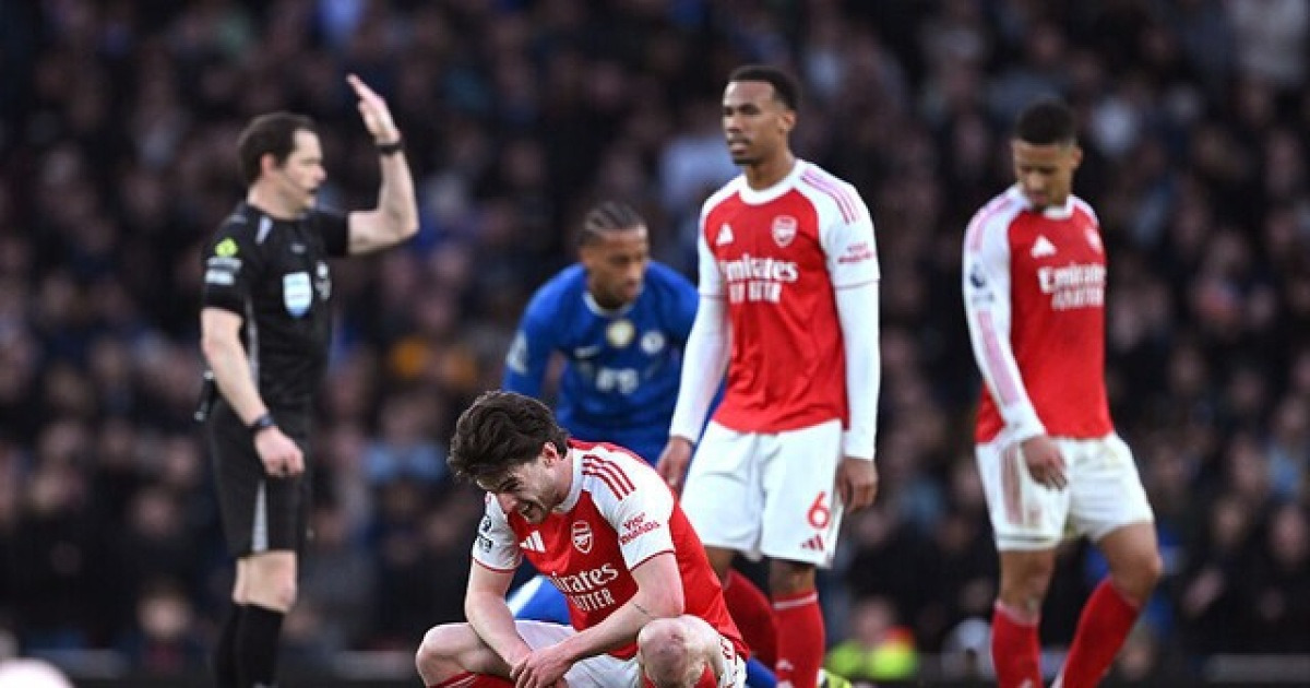 아스널, 첼시전 승리에도 데클런 라이스 부상 변수에 고민 깊어