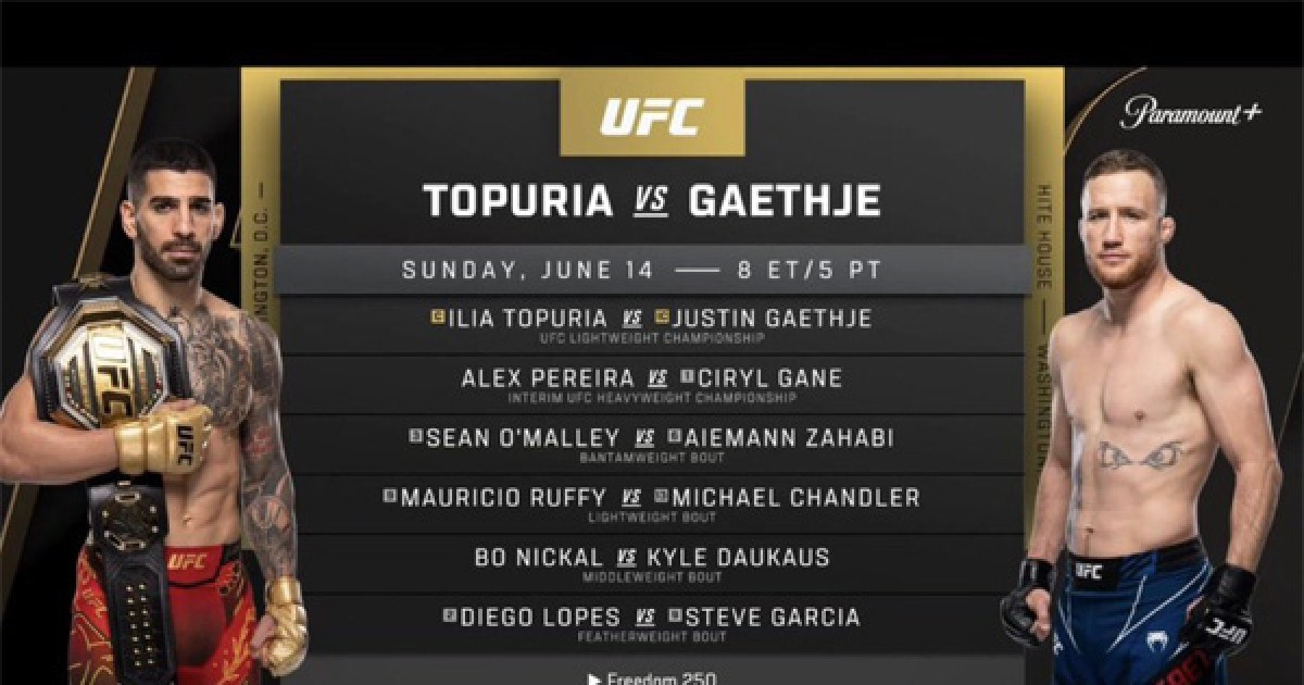 사상 첫 백악관 경기 매치업 확정...토푸리아 vs 게이치, 페레이라 vs 간 확정 [UFC 326]